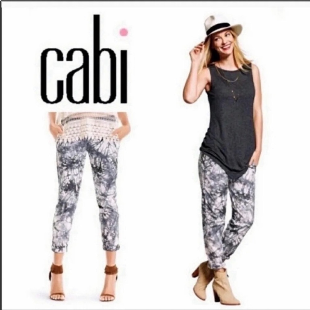 CAbi Gray/White Marble Tie-Dye Jogger Pants